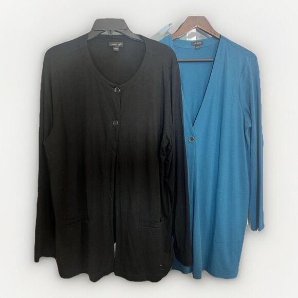 J Jill Lot Of 2 Open Front Cardigan Black Blue Size Large.    Dd - Picture 1 of 10